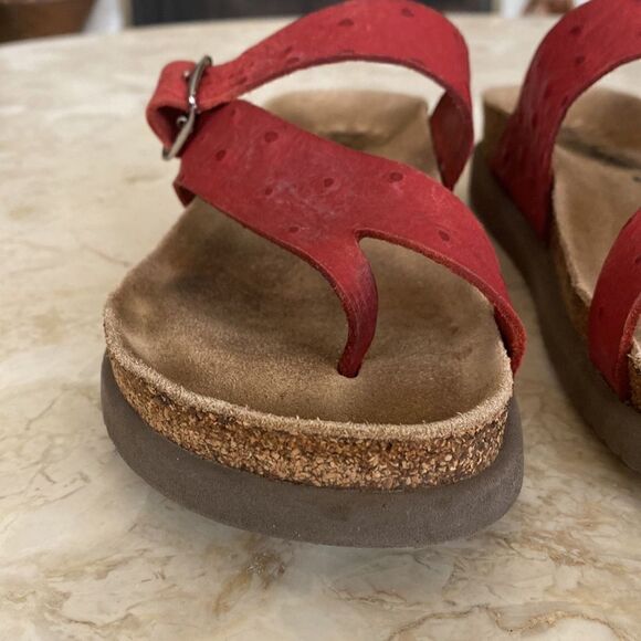 Mephisto Helen Air Relax Ostrich Embossed Red Leather Women’s Sandals - Picture 4 of 16